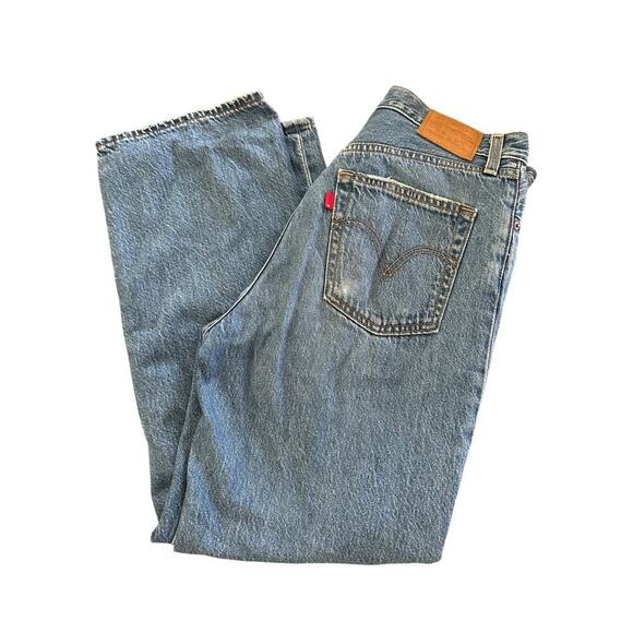 Levi's Women's Blue premium denim Button Fly Ribcage Straight Ankle Jean Size 27 - Picture 6 of 9